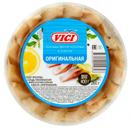 Сельдь Vici Оригинальная в масле филе кусочки