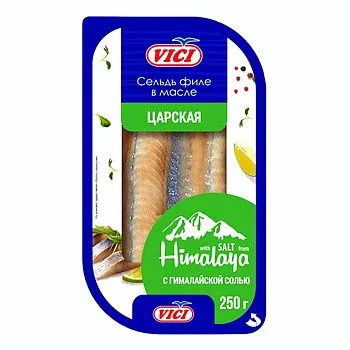 Сельдь Царская Vici в масле филе кусочки с укропом 