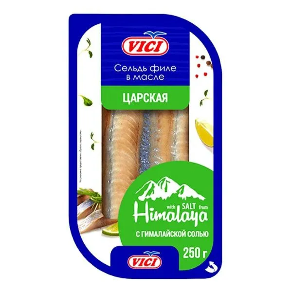 Сельдь Царская Vici в масле филе кусочки с укропом 