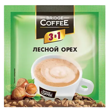Напиток кофейный 3 в 1 Bridge Coffee с ароматом лесного ореха
