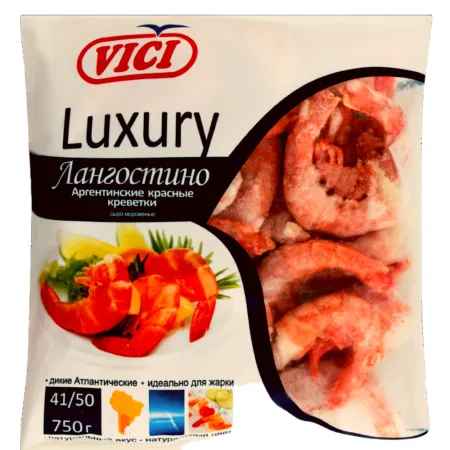Креветки красные Аргентинские "Лангостино" в панцире без головы 41/50, VICI