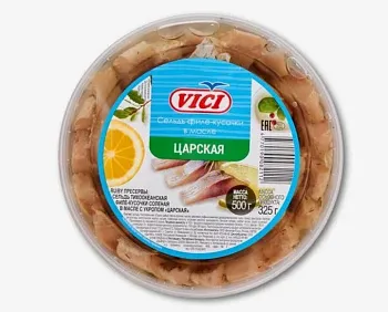 Сельдь Vici Царская в масле филе кусочки с укропом