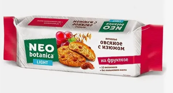 Печенье Neo Botanica Овсяное со злаками и изюмом на фруктозе 