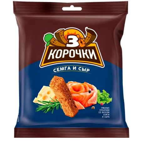 Сухарики 3 КОРОЧКИ со вкусом сёмги с сыром