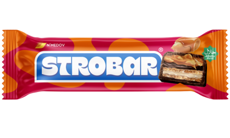 Шоколадный батончик STROBAR с орехом, карамелью и вафлей