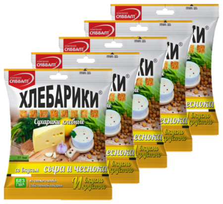 Сухарики хлебные со вкусом сыра и чеснока Хлебарики, 80 г