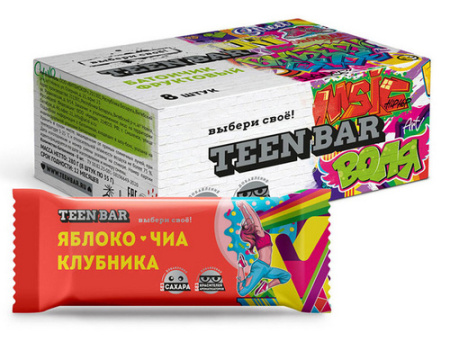 Батончик фруктово-ягодный яблоко, чиа, клубника 35г TEEN BAR