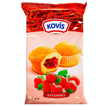 Мини-маффины Kovis Клубника 6 шт.