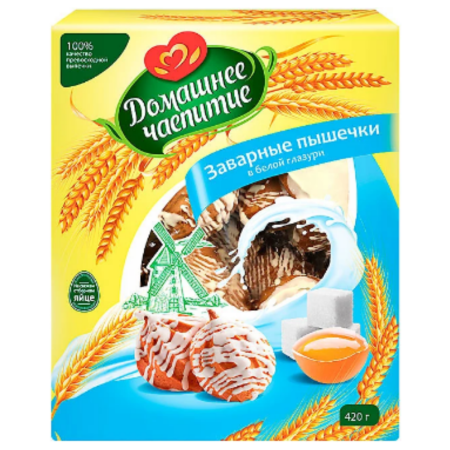 Заварные пышечки в белой глазури Домашнее чаепитие