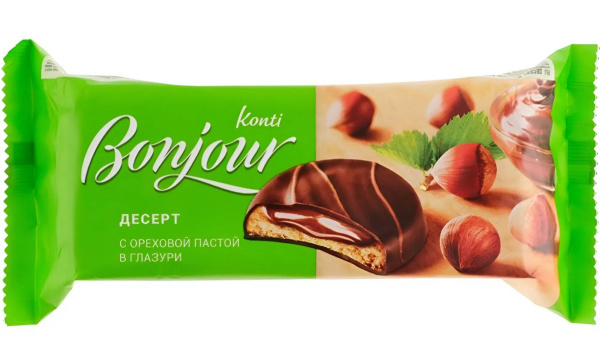 Десерт Bonjour с ореховой пастой в глазури Десерт Bonjour с ореховой пастой в глазури