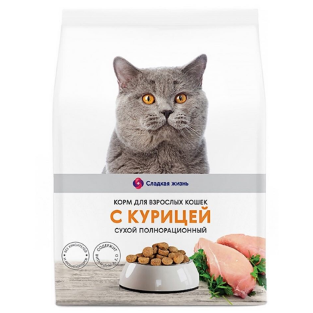 Корм Сухой для Взрослых Кошек с Курицей Сладкая Жизнь