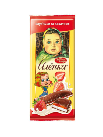 Шоколад Аленка с начинкой клубника со сливками