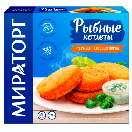 Котлеты рыбные из фарша тресковых пород Мираторг