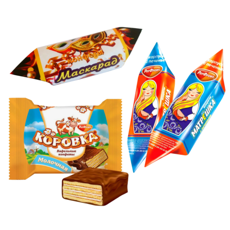 Конфеты Рот Фронт Микс : Матрёшка, Коровка молочная, Маскарад