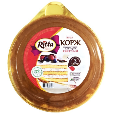 Корж бисквитный Ritta для торта 3 слойный светлый