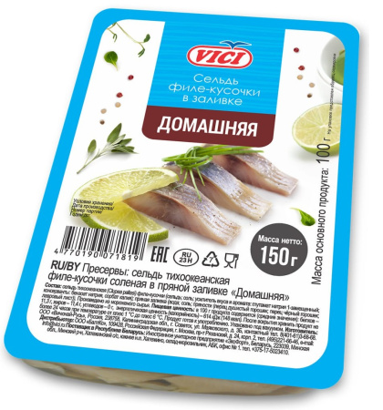 Сельдь Домашняя филе-кусочки в масле VICI 