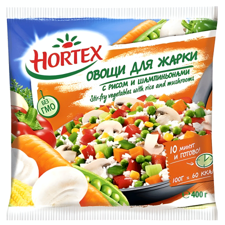 Овощи для жарки с рисом и шампиньонами Hortex быстрозамороженные