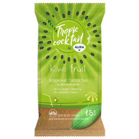 Влажные салфетки AURA Tropic cocktail ассорти