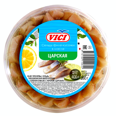 Сельдь Vici Царская в масле филе кусочки с укропом