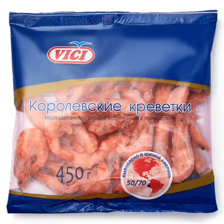 Королевские креветки VICI в панцире в/м 50/70 с пряностями VICI