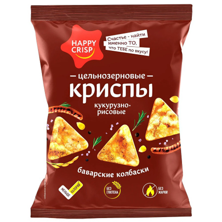 Чипсы (криспы) цельнозерновые HAPPY CRISP Баварские колбаски 