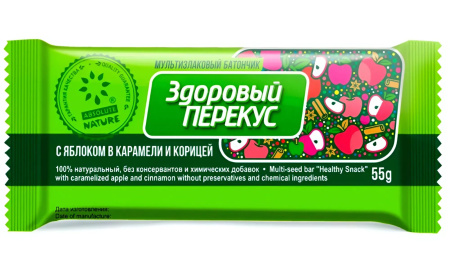 Батончик- мюсли Здоровый Перекус с яблоком и корицей