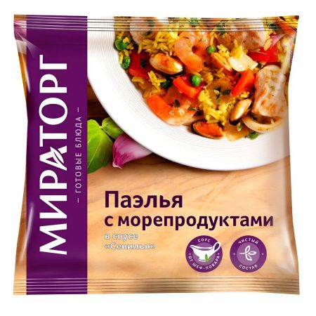 Паэлья Мираторг с морепродуктами в соусе Севилья замороженная