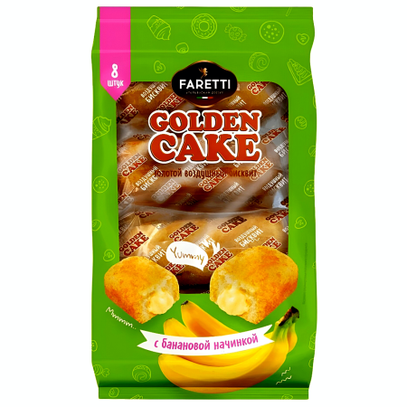 Бисквит Faretti Golden Cake с банановой начинкой