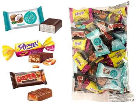 Конфеты Микс  (Ярче, Супер, БонТайм кокос), 1 кг 