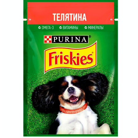 Влажный корм Friskies кусочки с телятиной в подливе для взрослых собак