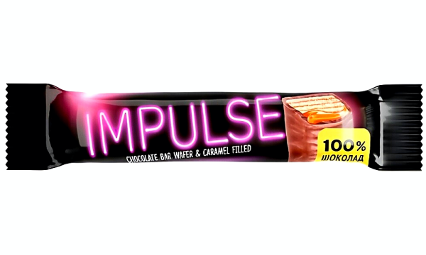 Батончик Impulse вафельный с мягкой карамелью в глазури Батончик Impulse вафельный с мягкой карамелью в глазури