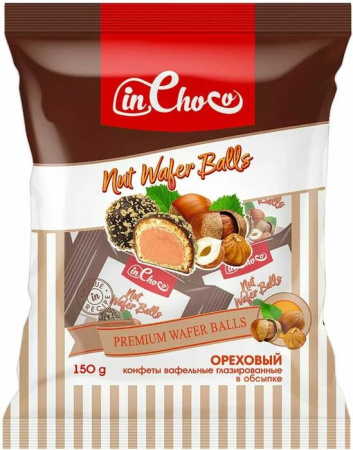 Конфеты вафельные глазированные In Choco ОРЕХ 150 г