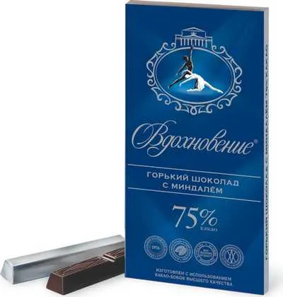 Шоколад Вдохновение Элитный с миндалем 75% купить недорого: низкая цена ...