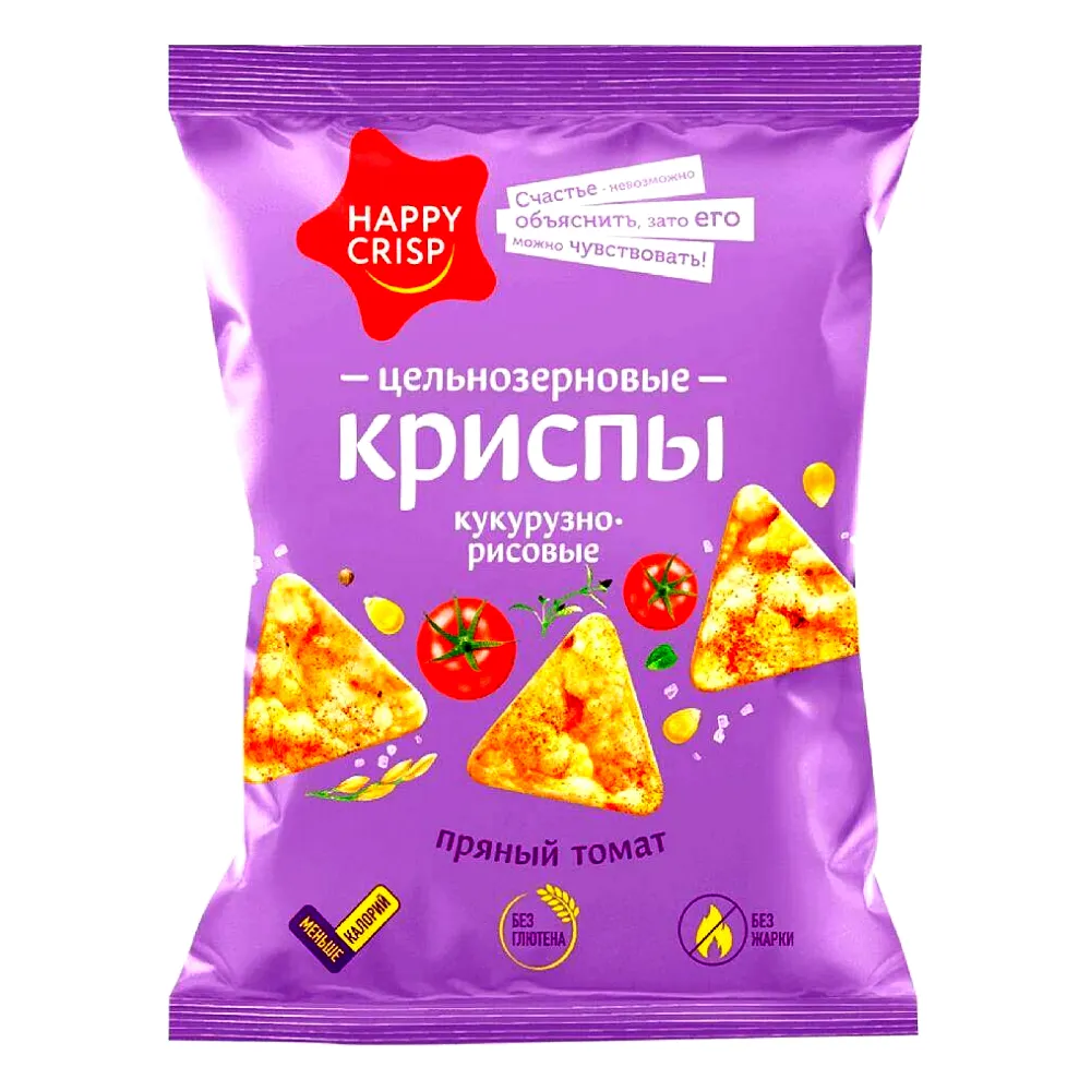 Чипсы (криспы) цельнозерновые HAPPY CRISP Пряный томат купить недорого:  низкая цена на чипсы (криспы) цельнозерновые happy crisp пряный томат в  Москве с доставкой