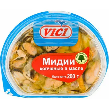 Мидии копченые в масле Vici купить недорого: низкая цена на мидии ...